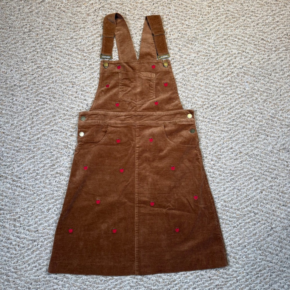 Kiel James Patrick Apple Picking Brown Corduroy Overall Dress Pinafore Womens M